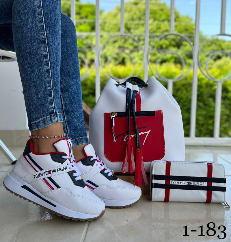 Trío Tommy Hilfiger - Tenis, Bolso y Cartera