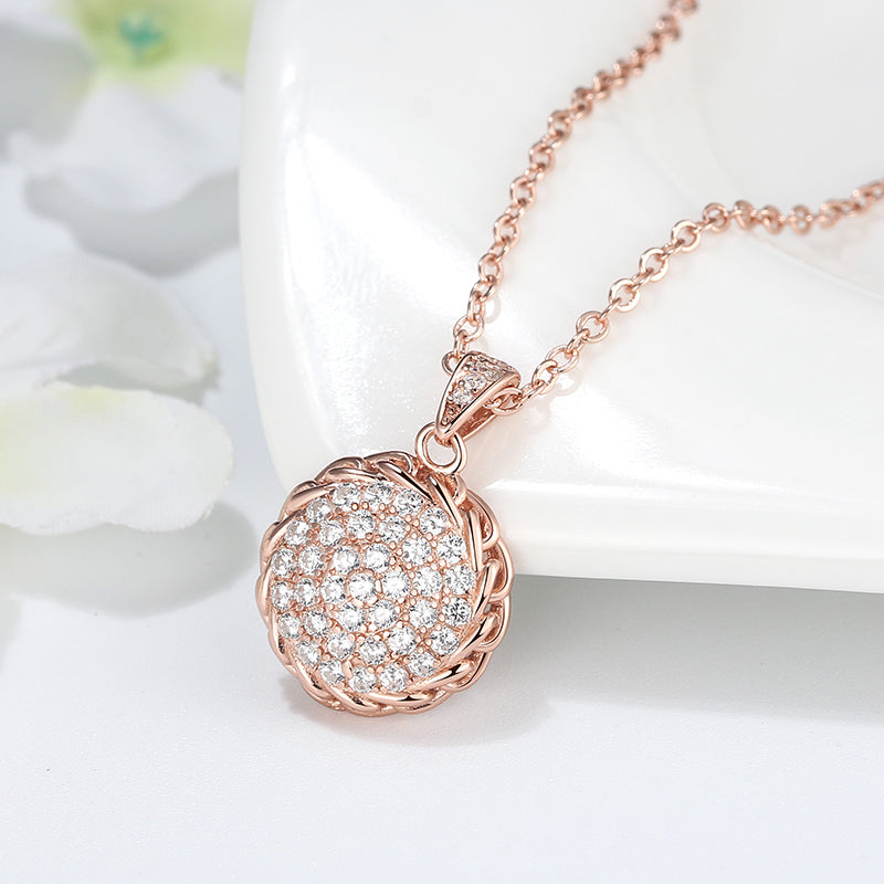Collar Cadena + Dije Plata 925 Cubic Zirconia Spiral Rose Gold Joyería Dama