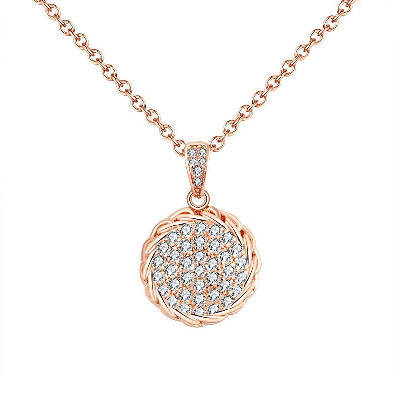 Collar Cadena + Dije Plata 925 Cubic Zirconia Spiral Rose Gold Joyería Dama
